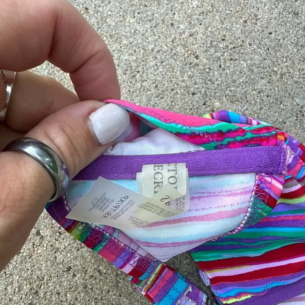 Victoria's Secret Rainbow Stripe Bandeau Twist Bikini Swim Top XS
